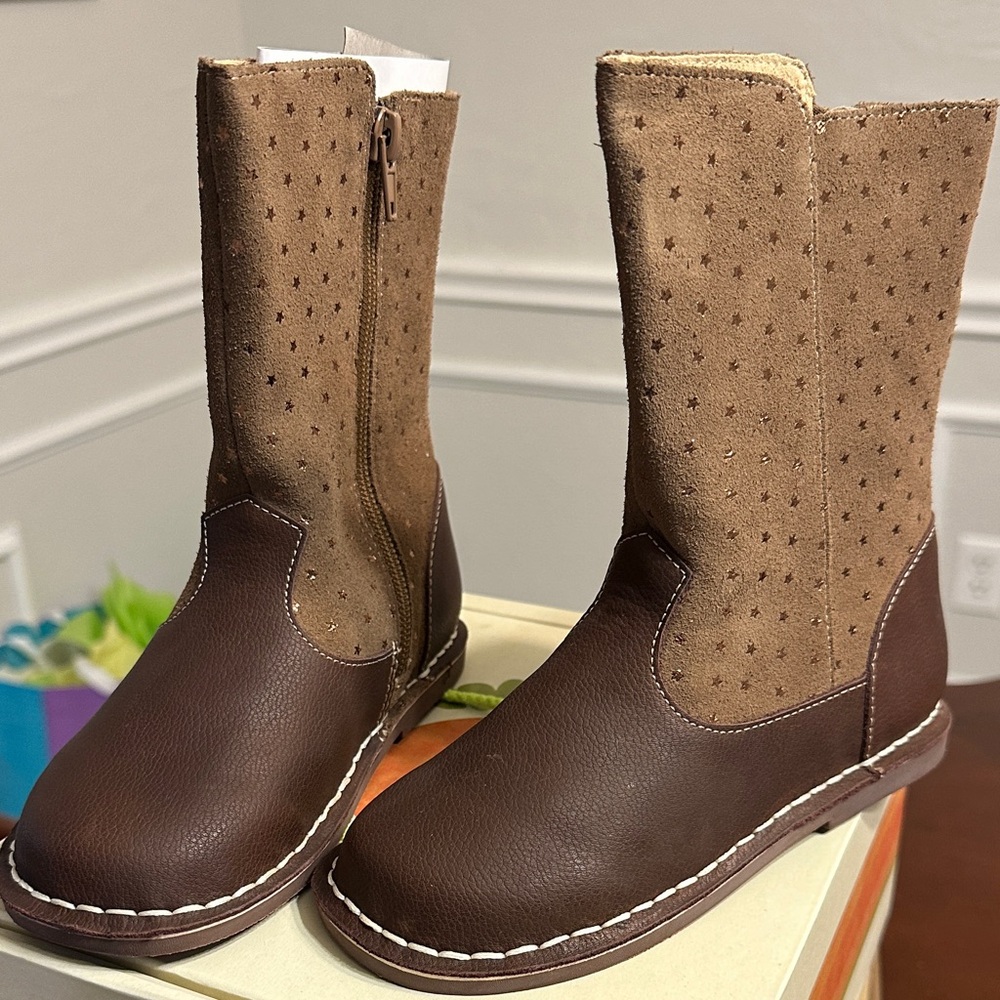 Livie & Luca Brown Two-Tone Kids Mid-Calf Boots